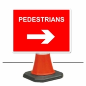 Pedestrians Right Cone Sign
