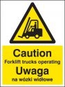 Caution forklift trucks operating (English Polish) Sign