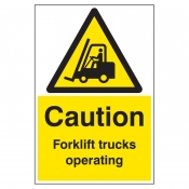 Caution forklift trucks operating floor graphic