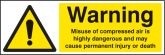 Caution misuse of compressed air sign