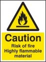 Caution risk of fire highly flammable sign