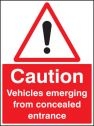Vehicles emerging from concealed entrance sign