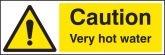 Caution very hot water adhesive backed sign