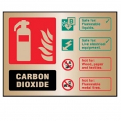 CO2 extinguisher identification Brass Sign