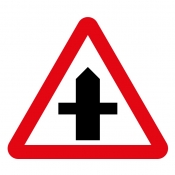 Cross roads ahead road sign (504.1)