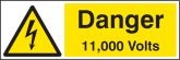 Danger 11000 volts sign