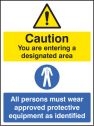 Designated area all persons must wear sign