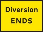 Diversion ends road sign