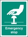 Emergency stop (white green) sign