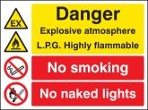 Explosive atmosphere LPG highly flammable sign