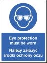 Eye protection must be worn (English Polish) Sign