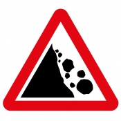 Falling rocks left side road sign (559)