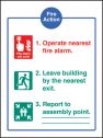 Fire action adhesive backed sign
