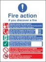 Fire action English French German Manual Dial sign