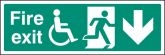 Fire exit (running man disabled symbol arrow down) Sign