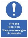 Fire exit keep clear (English Polish) Sign