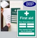 First aiders the nearest first aid box is situated Editable Sign