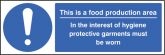 Food production hygiene sign