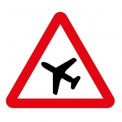 Low flying aircraft ahead road sign (558)