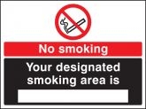 No smoking designated smoking area is (white black) Sign