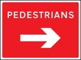 Pedestrians arrow right road sign
