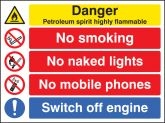 Petroleum spirit highly flammable sign