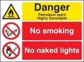 Petroleum spirit no smoking naked lights sign
