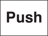 Push adhesive backed sign