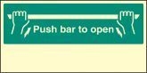 Push bar to open Glow in dark sign