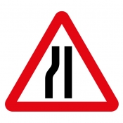 Road narrows left side road sign (517)