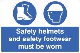Safety helmets footwear must be worn sign