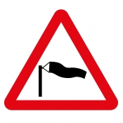 Side winds likely ahead road sign (581)