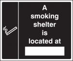 Smoking shelter located at (white black) Sign