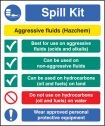 Spill kit aggressive fluids sign