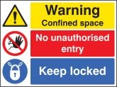 Warning confined space keep locked sign