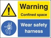 Warning confined space wear safety harness sign