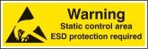 Warning static control area ESD protection required sign