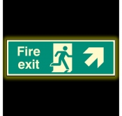 Fire Exit Up & Right Sign Photoluminescent