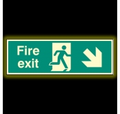 Fire Exit Down & Right Sign Photoluminescent
