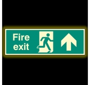 Fire Exit Up/Straight On Sign Glow In The Dark