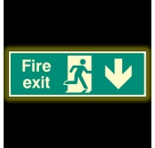 Fire Exit Down Sign Photoluminescent