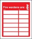 Fire Wardens Are (Name) Tel (Number) Signs