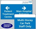 Bespoke External NHS Signs With Drill Holes (Blue)