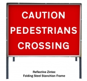 Caution Pedestrians Crossing Temporary Road Sign