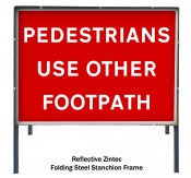 Pedestrians Use Other Footway Temporary Road Sign