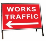 Works Traffic Left Temporary Road Sign
