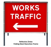 Works Traffic Left Temporary Road Sign