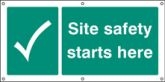 Site safety starts here banner with cable tie fixing eyelets banner