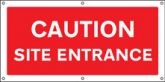 Caution Site entrance banner with cable tie fixing eyelets banner
