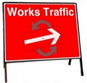 Works Traffic Left or Right Sign